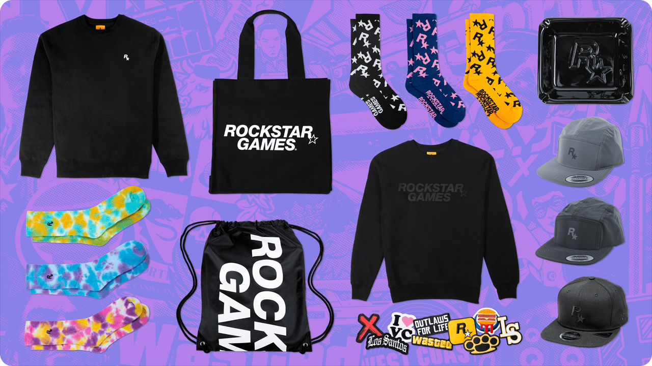 Photo of the new merchandise, now available on the Rockstar Store.