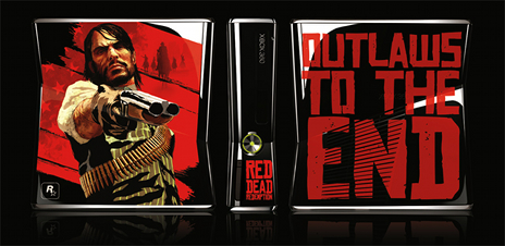 Xbox 360 w obudowie z motywem z Red Dead Redemption